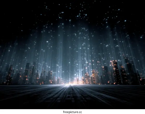 Futuristic Cityscape at Night Digital Illustration