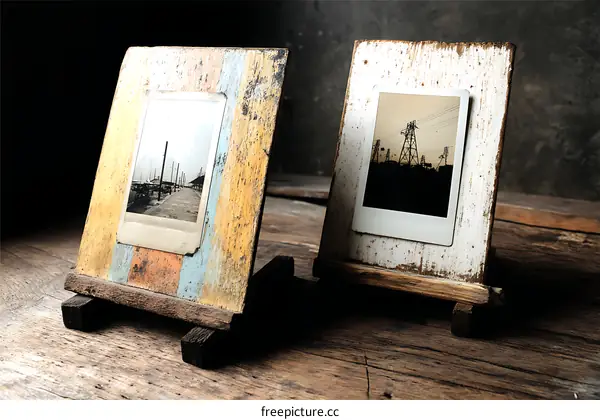 Rustic Wooden Photo Frame with Vintage Photo