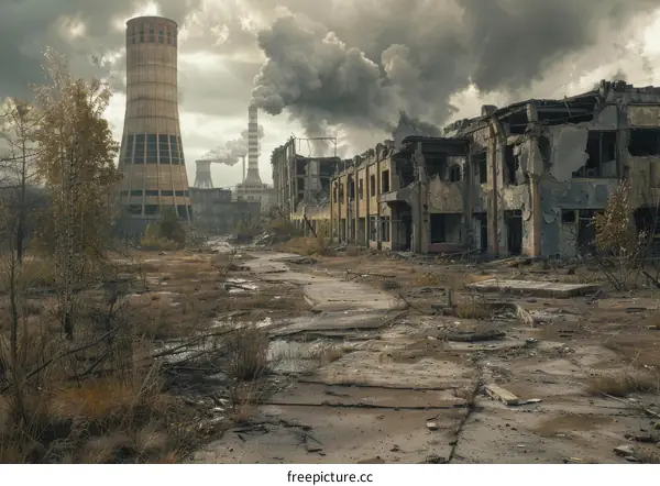 Ruins of a city after a nuclear war