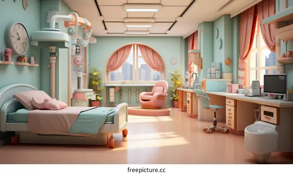 Modern Hospital Room Interior Design Illustration