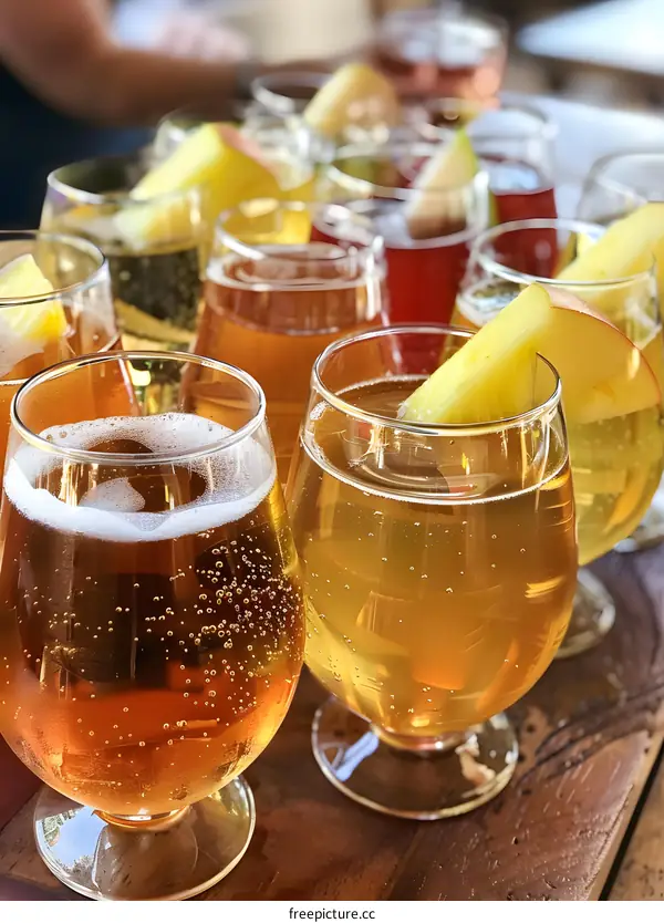 Apple Cider Glasses With Apple Slices