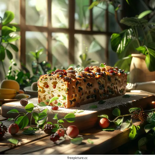 Homemade Fruitcake Close-Up: A Sweet & Delicious Treat