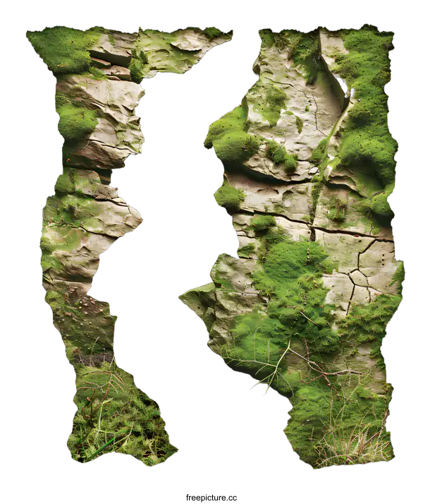 [Transparent Background PNG]Green Mossy Stone Abstract Texture Background