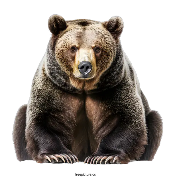 [Transparent Background PNG]Close Up Portrait of a Brown Bear Looking at the Camera