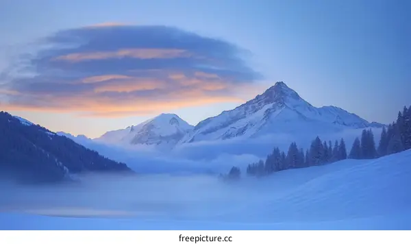 Winter Mountain Scenery at Sunrise
