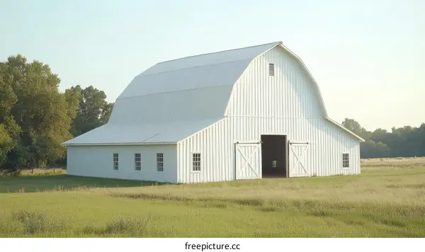 White Barn in a Rural Landscape