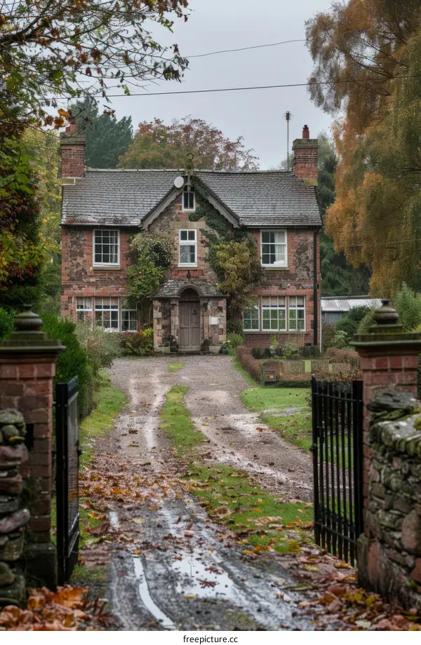 Charming English Countryside Cottage with Driveway and Gate