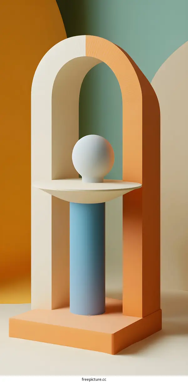 Abstract Minimalist 3D Design with Geometric Shapes and Pastel Colors