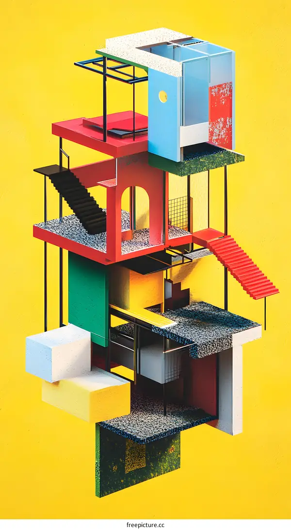 Abstract Colorful Architecture Building Block