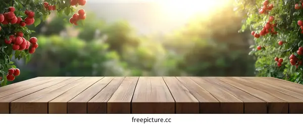 Wooden Tabletop with Nature Background