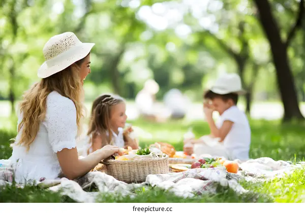 Family Picnic in the Park on a Sunny Day