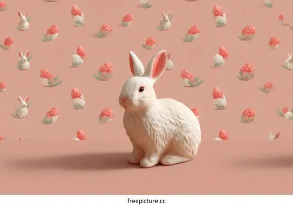 Easter Bunny with Spring Background