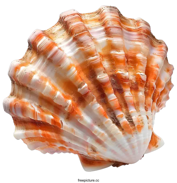 [Transparent Background PNG]A beautiful orange and white seashell against a white background