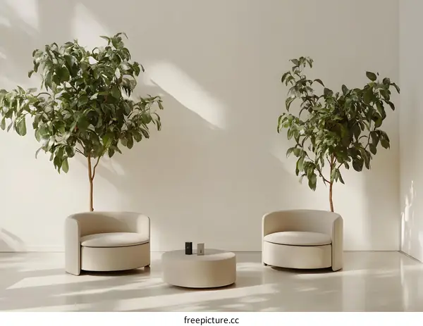 Modern Interior Design with Minimalist Furniture and Plants