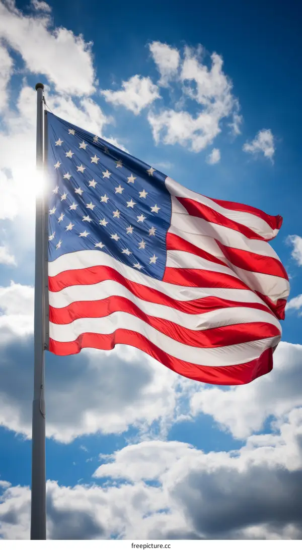 American flag waving in the wind