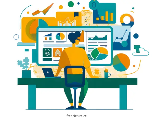 Business Data Analysis Illustration With Charts And Graphs