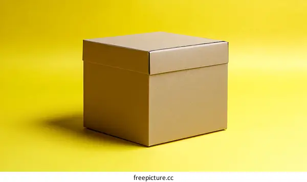 Brown Cardboard Box on Yellow Background