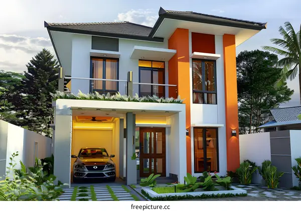 Modern Two Story House Design With Garage