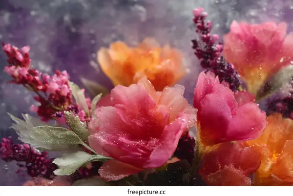 Frozen Floral Bouquet Close-up