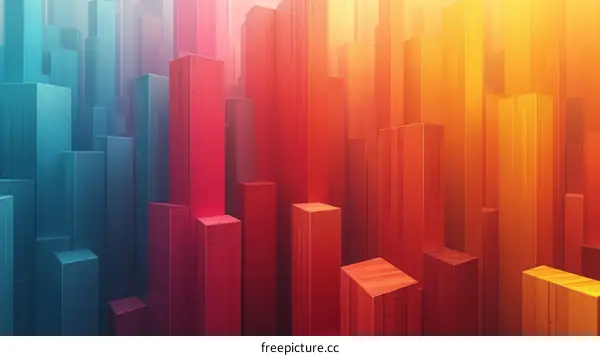 Colorful 3D Illustration of a Cityscape with Towering Buildings