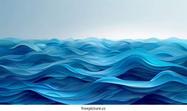 Blue and White Ocean Waves Graphic