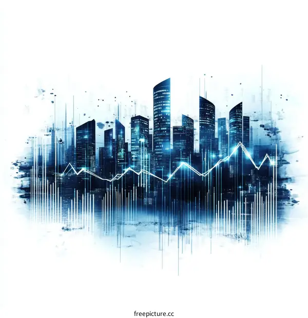 Futuristic Cityscape with Data Visualization