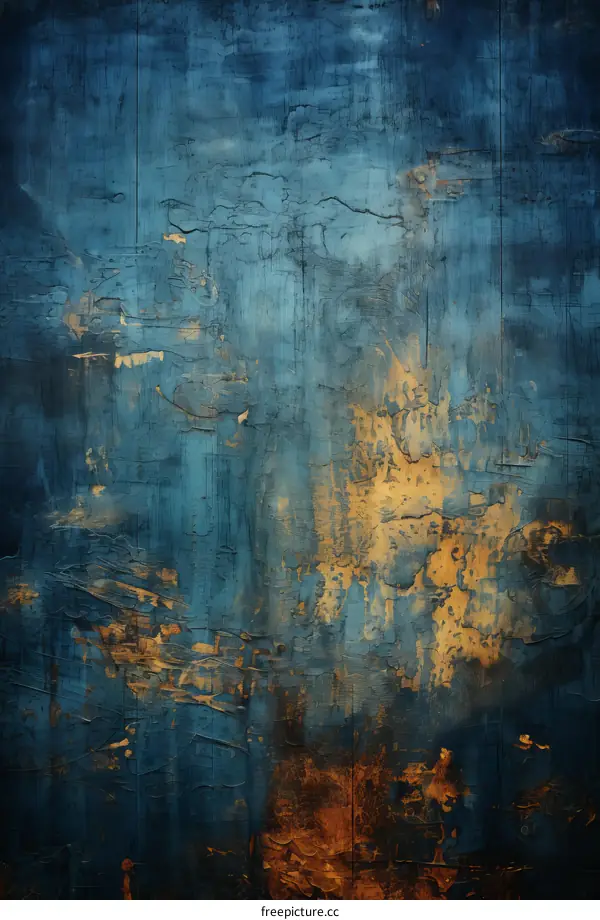 Blue and gold abstract painting