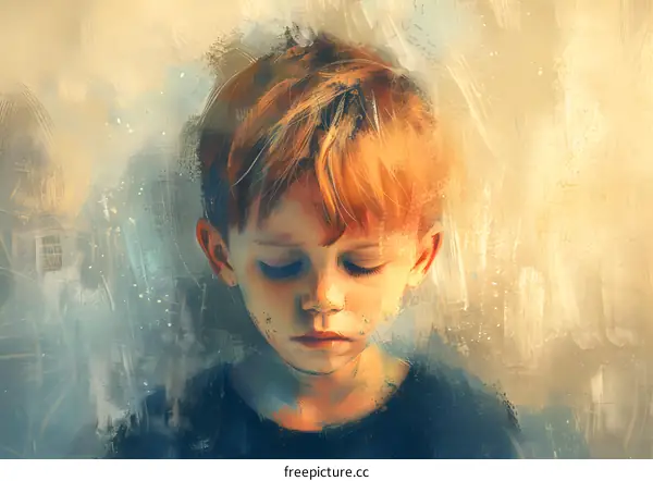 Little boy closes his eyes