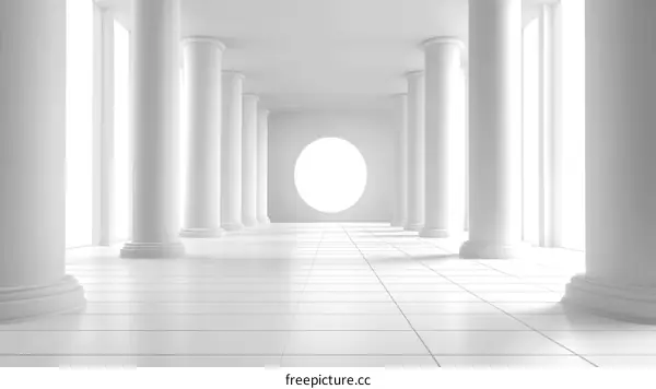 Empty White Columns Corridor Illustration