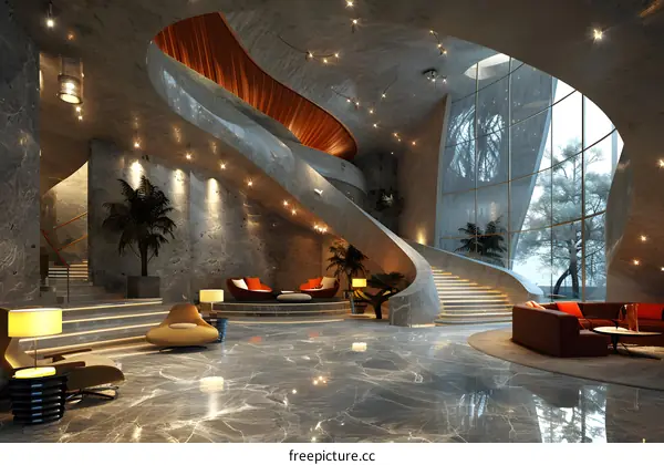 Luxury hotel lobby