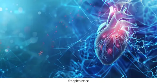 Glowing Network of Connections Surrounding a Human Heart