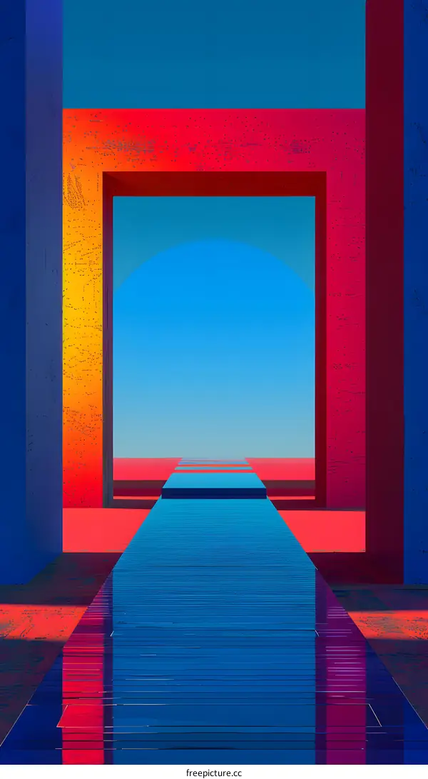 Abstract Digital Art Minimalist Design Colorful Geometric Shapes 3D Rendering