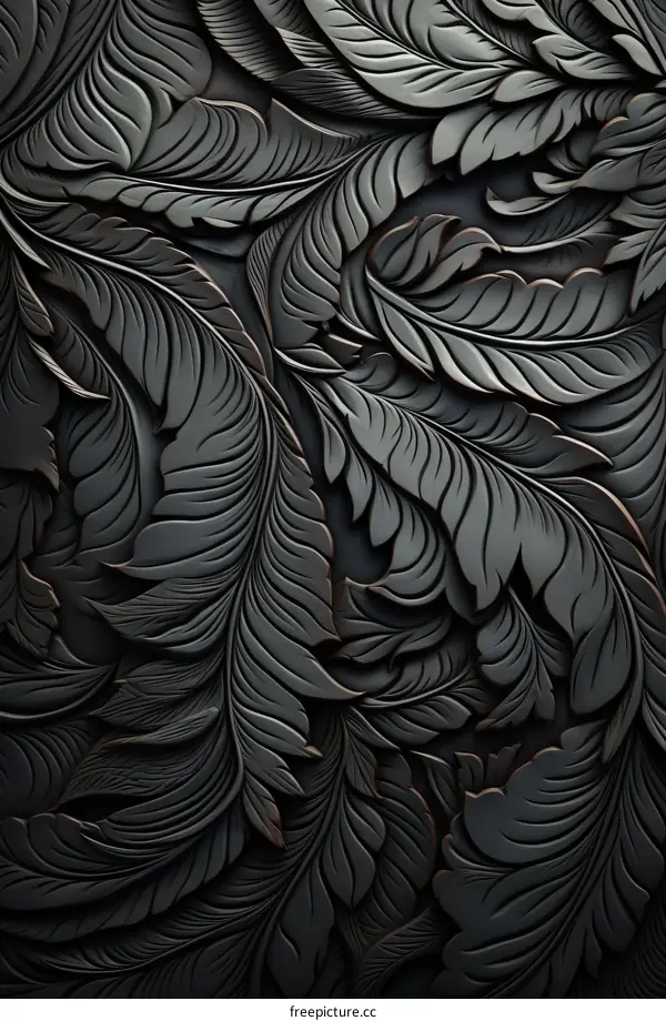 Black and gray leaf pattern background