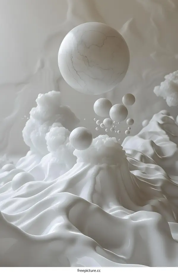 White planet on white waves