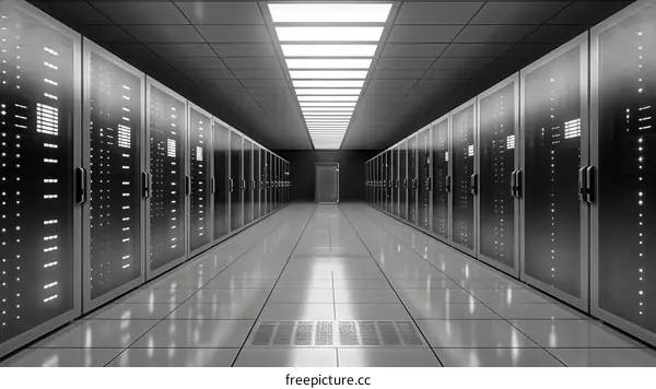 futuristic technology data center server room