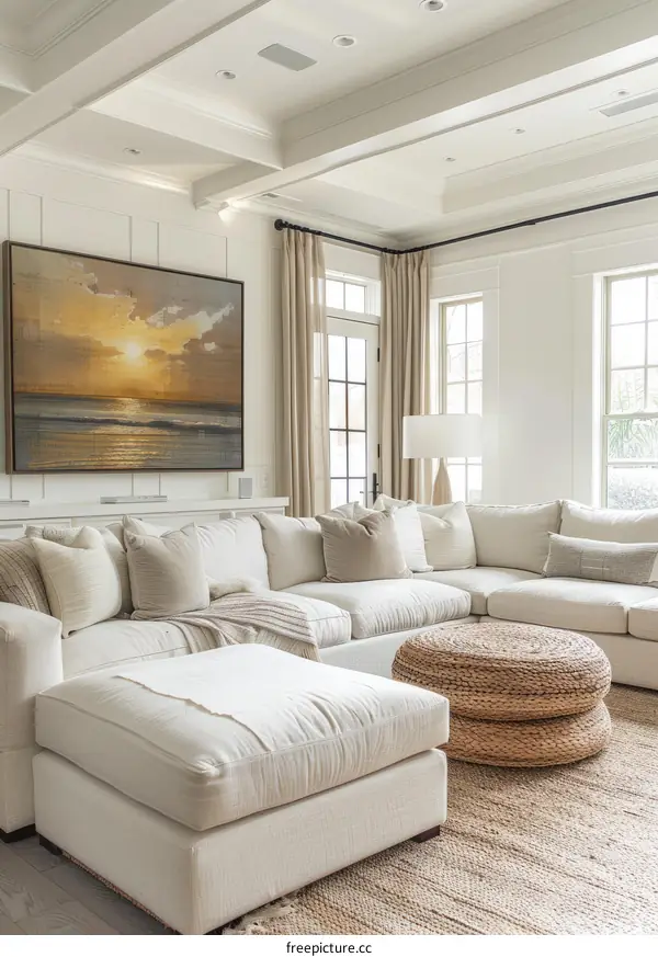 Bright and Airy Coastal Living Room with Sectional Sofa