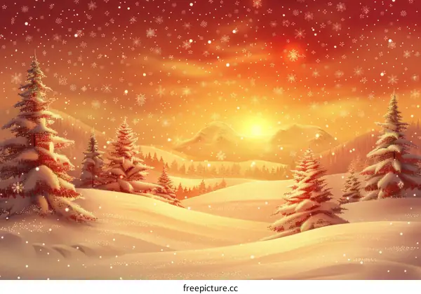 Snowy Mountain Pine Forest Landscape