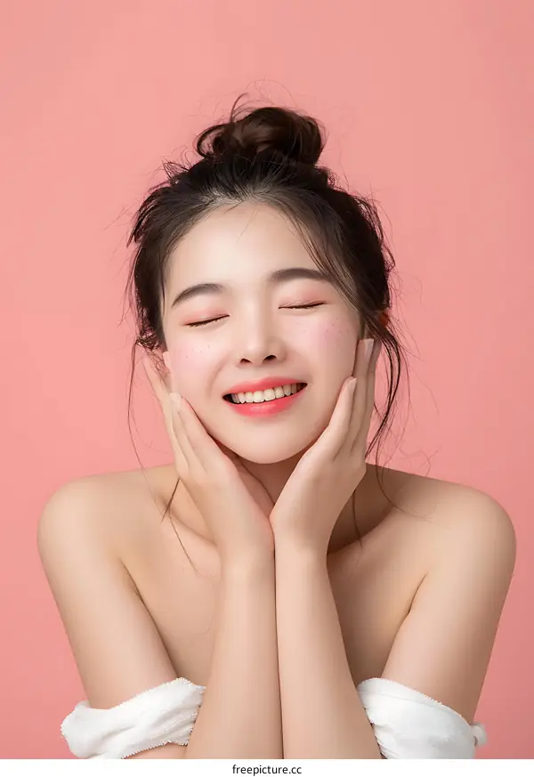 Asian Woman Smiling with Soft Skin