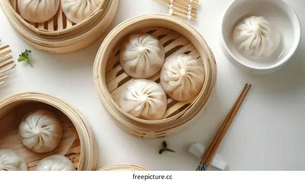 Steamed Dumplings in Bamboo Baskets