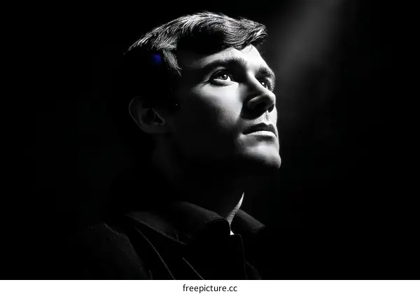 Close Up Portrait of a Man Looking Upward