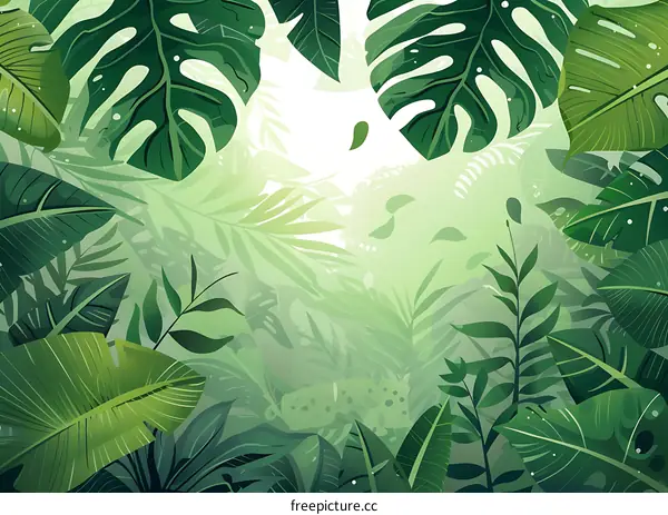 Tropical Rainforest Leaves Background