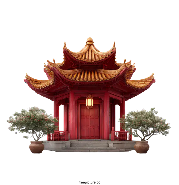[Transparent Background PNG]Traditional Chinese Pagoda-Style Gazebo Isolated