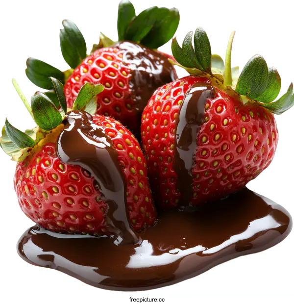 [Transparent Background PNG]Delicious Chocolate Covered Strawberries Closeup