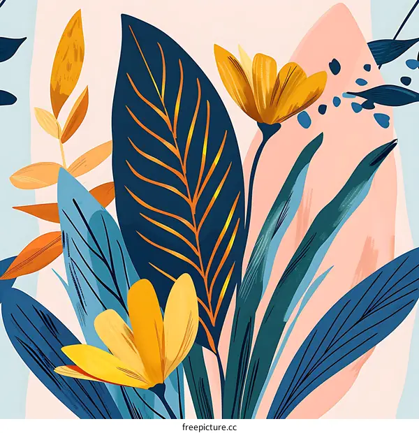 Tropical Floral Pattern with Yellow Flowers