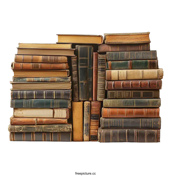 [Transparent Background PNG]Vintage Books Stacked High