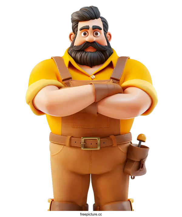 [Transparent Background PNG]Confident Construction Worker Illustration