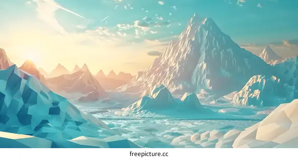 Low Poly Mountain Landscape Illustration