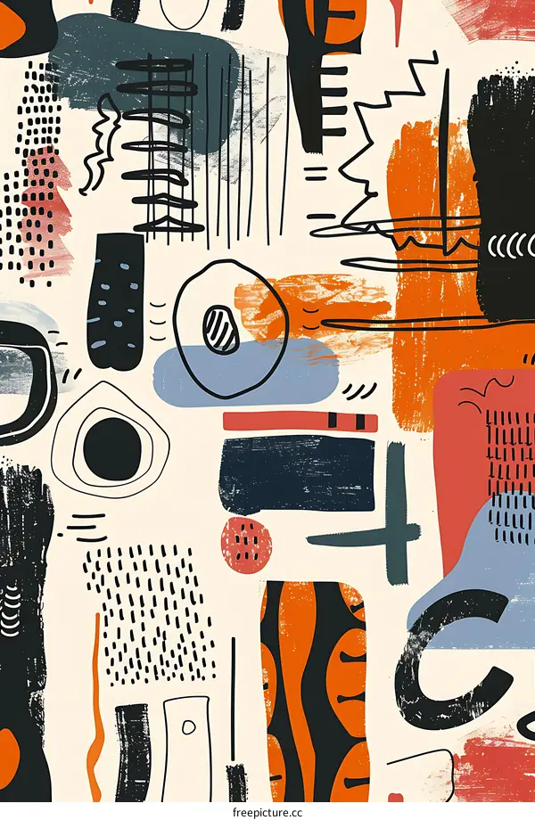 Abstract Geometric Pattern with Bold Lines and Shapes