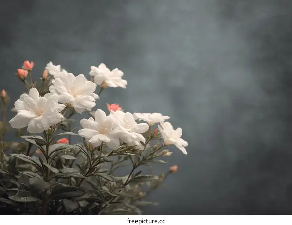 Delicate White Flowers Against a Soft Gray Background
