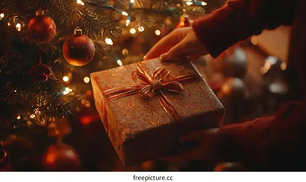Christmas Gift Giving Festive Scene